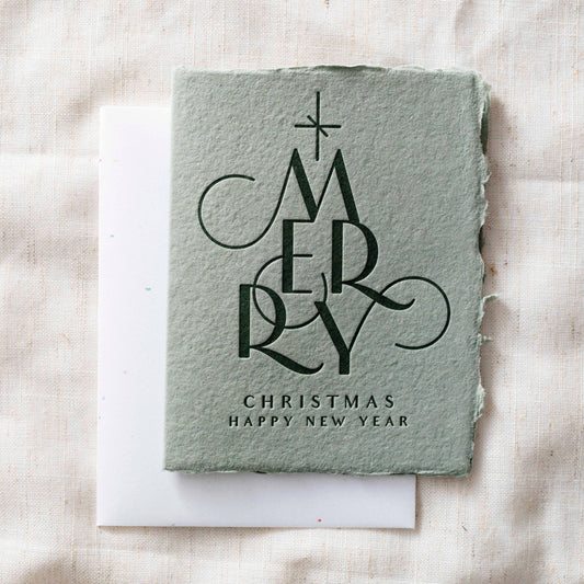 Merry Christmas Happy New Year | Tree Greeting Card