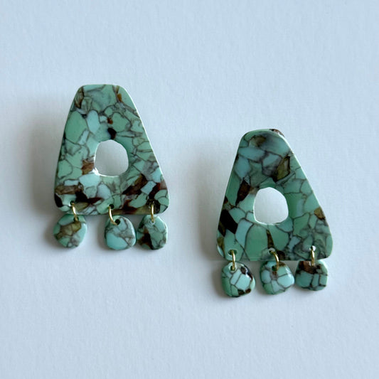Marble Turquoise Clay Earrings