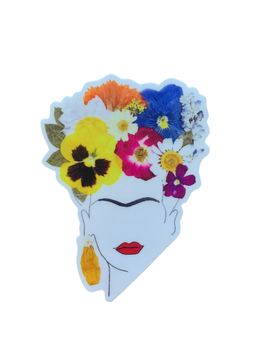 Yellow Pressed Flower Frida Sticker