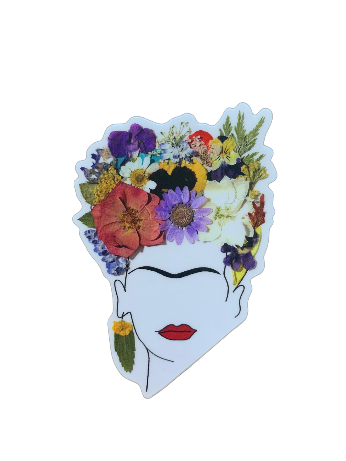 Red Pressed Flower Frida Sticker