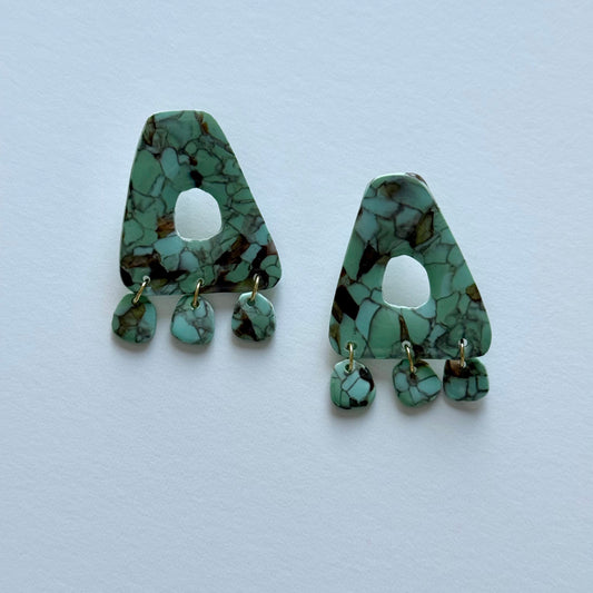 Marble Turquoise Clay Earrings