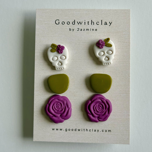 Olive Calavera Stud Pack