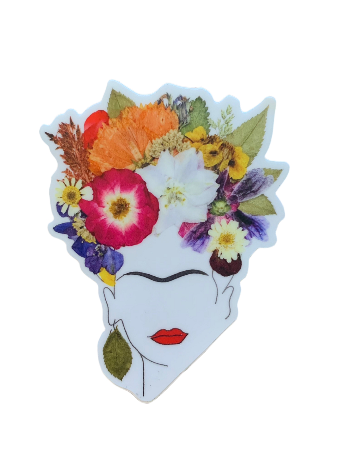 Pink Pressed Flower Frida Sticker