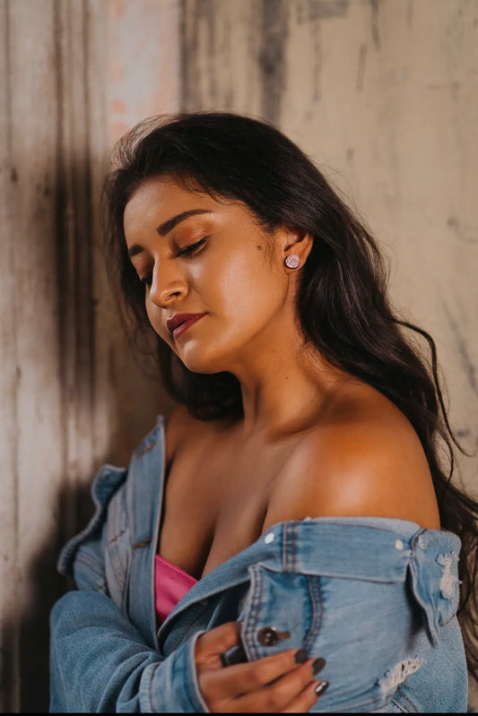 Pink Concha Stud Earrings