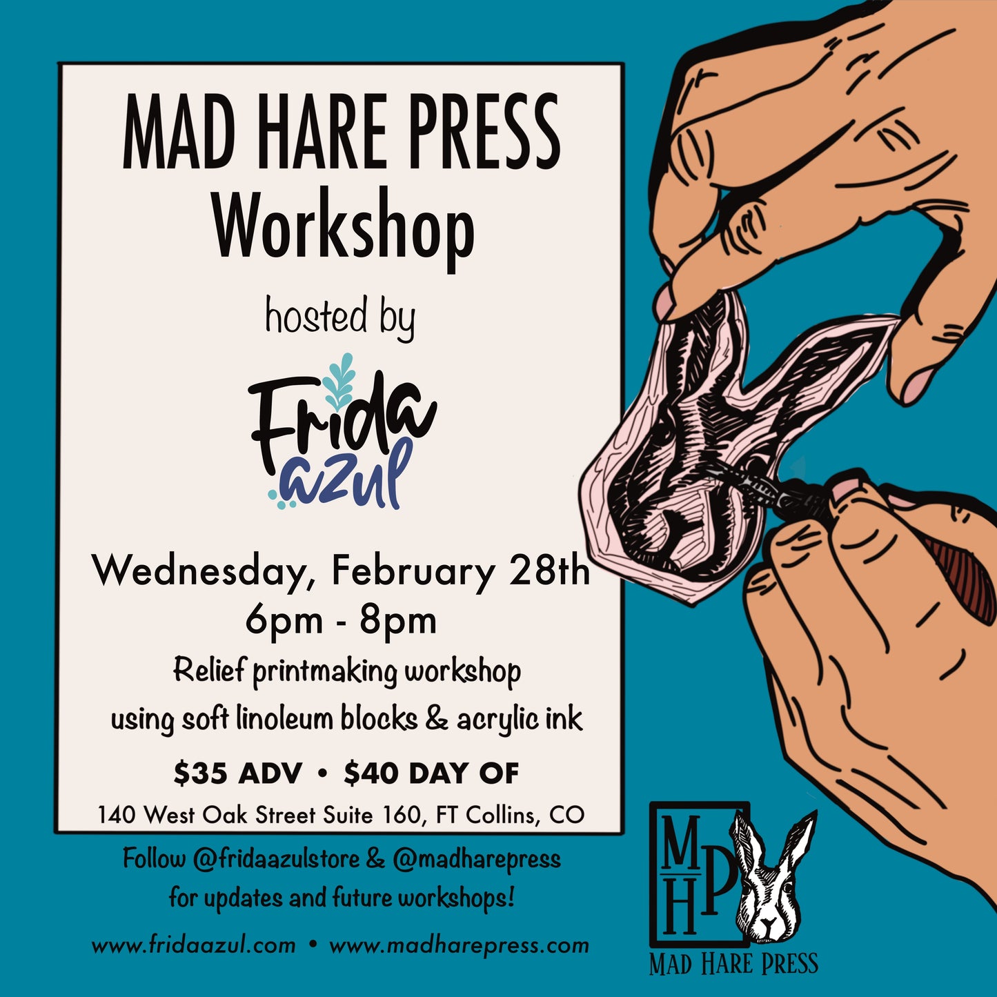 Mad Hare Press Printmaking Workshop 2/28/2024