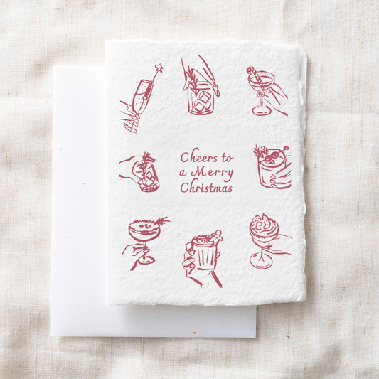 Cheers to a Merry Christmas Holiday Handmade Paper Card