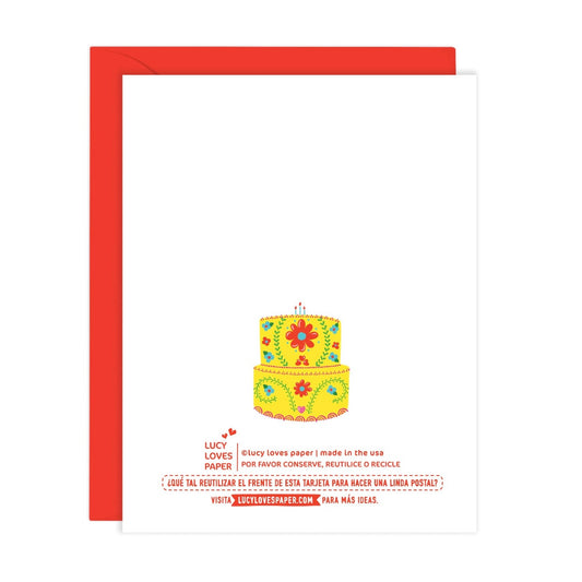 Mexican Embroidery Cake - Birthday Card In Spanish