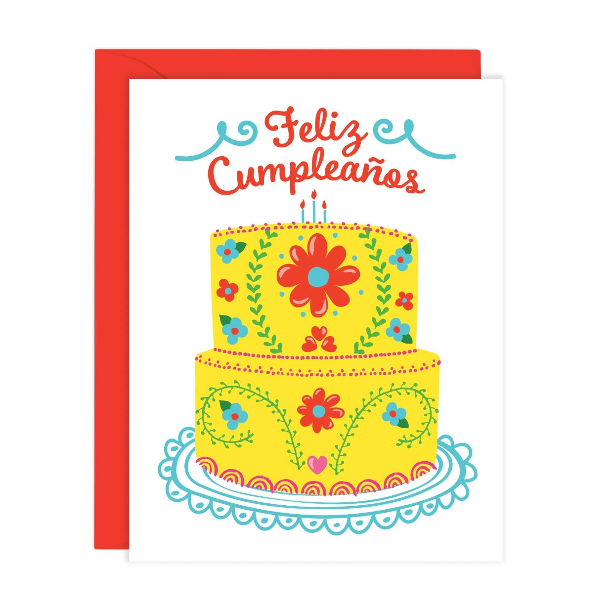 Mexican Embroidery Cake - Birthday Card In Spanish